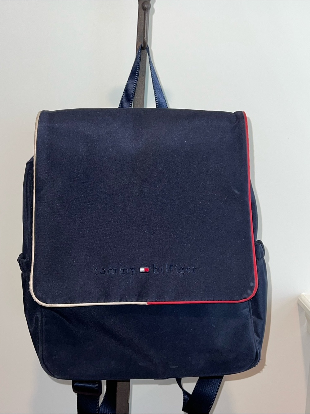 Tommy Hilfiger Navy Backpack with Red and Cream Trim